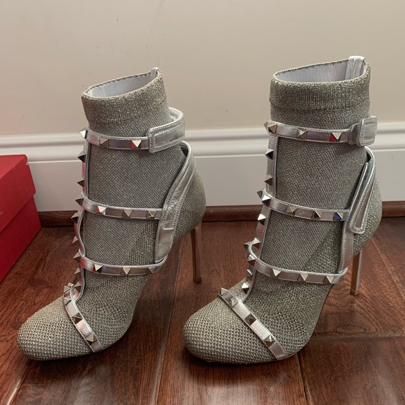 Valentino Rockstud body tech booties 36.5 silver - Picture 2 of 8